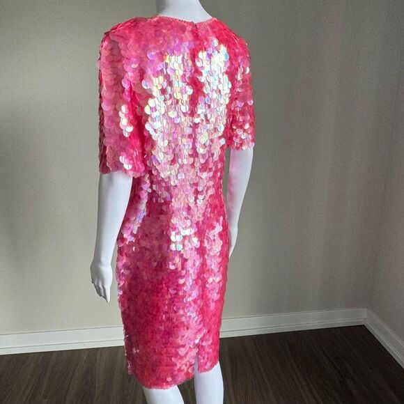 Vintage Silk Pink Beaded Sequin Prom Dress - Picture 5 of 10